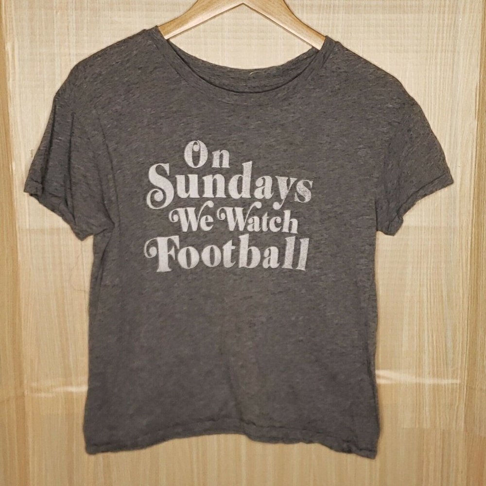 Fifth Sun Grey Womens Cropped Sunday Football Short Sleeve Top Small